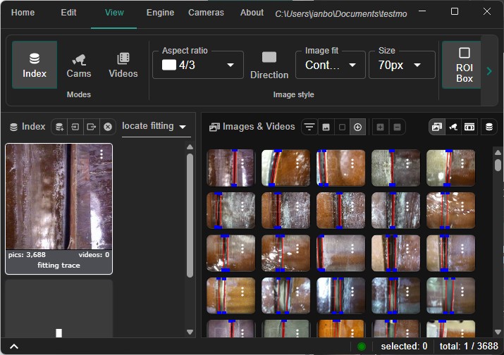 the View menu showing the index Mode selector